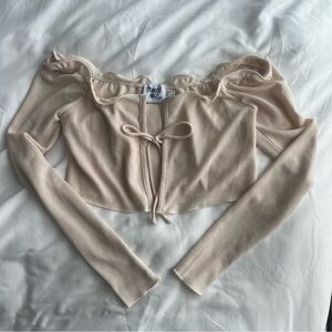 Princess Polly bow tie front long sleeve crop top
